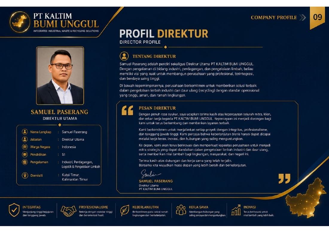 Profil Direktur Utama - Samuel Paserang